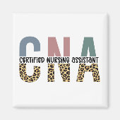 CNA Certified Nursing Assistant Cheetah Print Magneet (Voorkant)