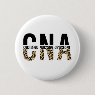 CNA Certified Nursing Assistant Cheetah Print Ronde Button 5,7 Cm