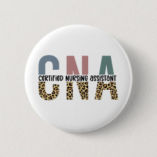 CNA Certified Nursing Assistant Cheetah Print Ronde Button 5,7 Cm