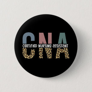 CNA Certified Nursing Assistant Cheetah Print Ronde Button 5,7 Cm