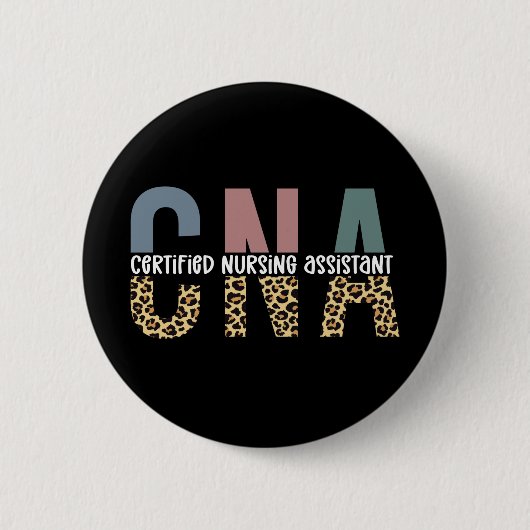 CNA Certified Nursing Assistant Cheetah Print Ronde Button 5,7 Cm (Voorkant)