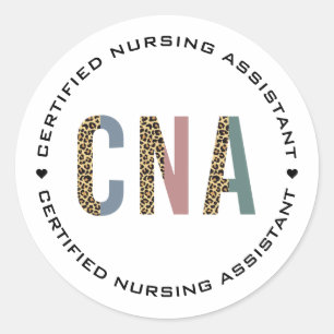 CNA Certified Nursing Assistant Cheetah Print Ronde Sticker