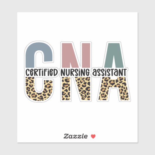 CNA Certified Nursing Assistant Cheetah Print Sticker (Vel)