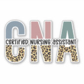 CNA Certified Nursing Assistant Cheetah Print Sticker (Voorkant)
