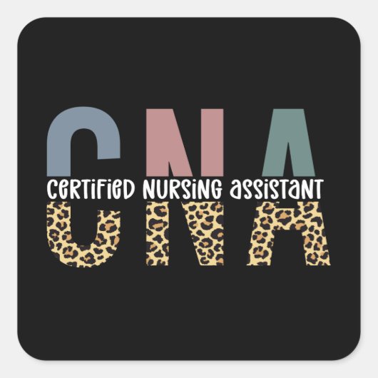CNA Certified Nursing Assistant Cheetah Print Vierkante Sticker (Voorkant)