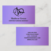 CNA Certified Nursing Assistant Contactkaartje (Voorkant / Achterkant)