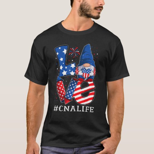 CNA Certified Nursing Assistant LOVE 4 juli G T-shirt (Voorkant)