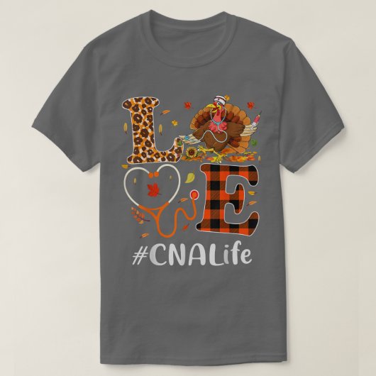 CNA Certified Nursing Assistant Love Thanksgiving T-shirt (Design voorkant)
