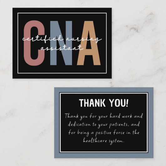 CNA Certified Nursing Assistant-waardering Notitiekaartje (Voorkant / Achterkant)
