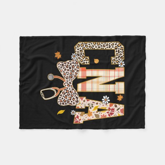 Cna Fall Plaid Leopard Bow Stethoscope Fleece Deken (Voorkant (Horizontaal))