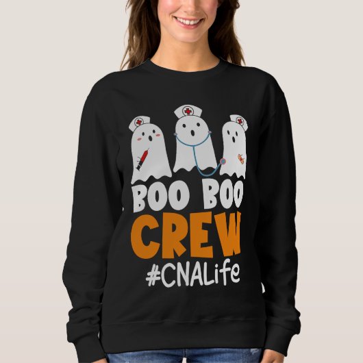 CNA Life Boo Boo Crew Nurse Ghost Halloween Costum Trui (Voorkant)