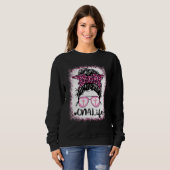Cna Life Messy Bun Pink Leopard Bleaching Nurse's Trui (Voorkant volledig)