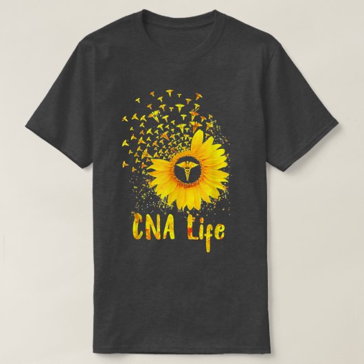 CNA Life Sunflower Cute Nurse T-shirt (Design voorkant)