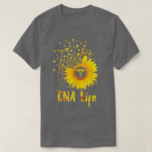 CNA Life Sunflower Cute Nurse T-shirt (Design voorkant)