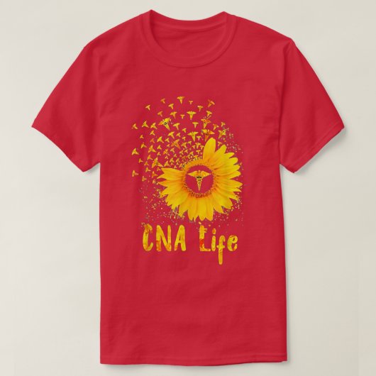 CNA Life Sunflower Cute Nurse T-shirt (Design voorkant)