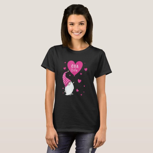 Cna Life Valentine Gnome Nurse Valentines Day T-shirt (Voorkant volledig)