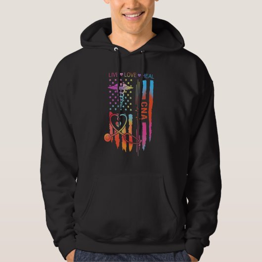 CNA Nurse Appreciation Week Gift USA Flag 4th of J Hoodie (Voorkant)