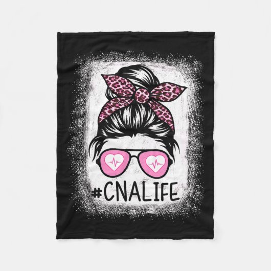 Cna Nurse Life Bleached Shirts Nk Leopard Messy Bu Fleece Deken (Voorkant)