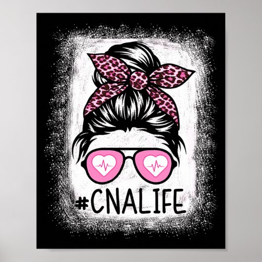 Cna Nurse Life Bleached Shirts Nk Leopard Messy Bu Poster (Voorkant)