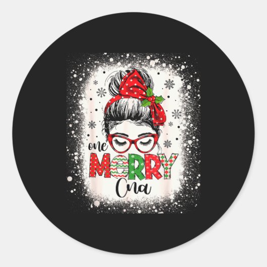 Cna Nurse Messy Bun Nurse's Aid Christmas  Ronde Sticker (Voorkant)