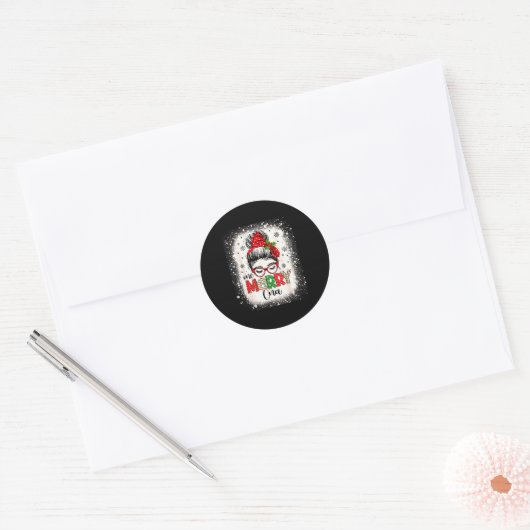 Cna Nurse Messy Bun Nurse's Aid Christmas  Ronde Sticker (Envelop)