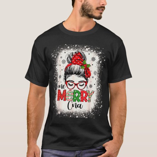 Cna Nurse Messy Bun Nurse's Aid Christmas T-shirt (Voorkant)