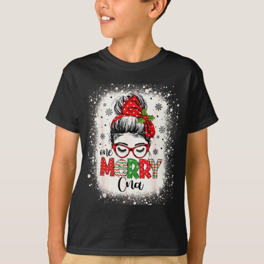 Cna Nurse Messy Bun Nurse's Aid Christmas  T-shirt (Voorkant)