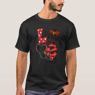 Cna Nurse Pset Red Leopard Love Heart Messine Bun  T-shirt