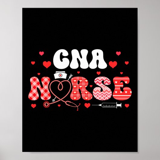 Cna Nurse Valentine's Day Hearts Matching Job Team Poster (Voorkant)