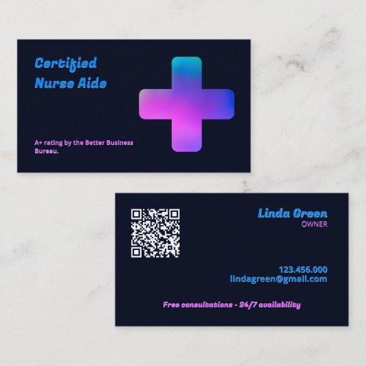 CNA Nursing QR Visitekaartje (Voorkant / Achterkant)