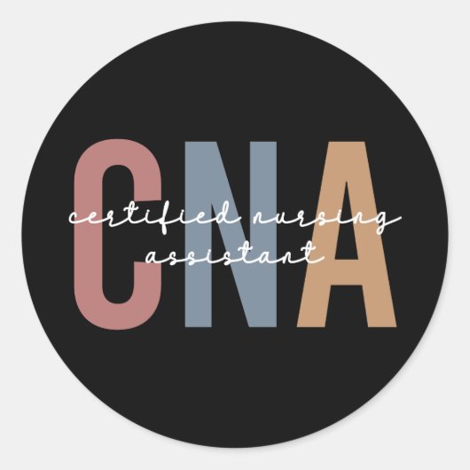 CNA Retro Certified Nursing Assistant Ronde Sticker (Voorkant)