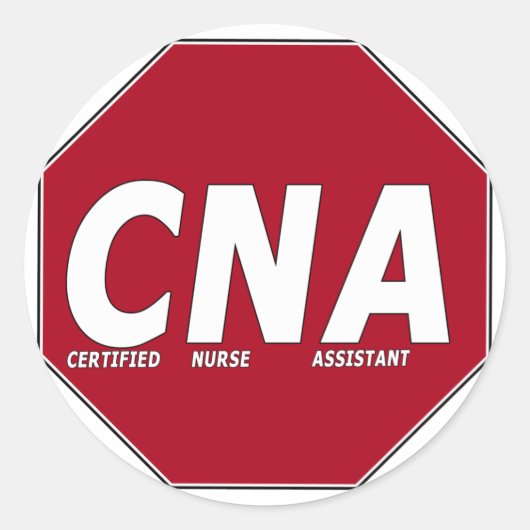 CNA STOP SIGN - GECERTIFICEERDE VERZEKERINGSBIJSTA RONDE STICKER (Voorkant)