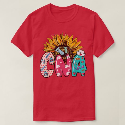 CNA Sunflower Stethoscope Nurse Pet Funny CNA Gift T-shirt (Design voorkant)