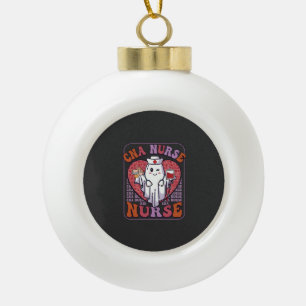 Cna Verpleegster Halloween Geest Stethoscoop Bloed Keramische Bal Ornament