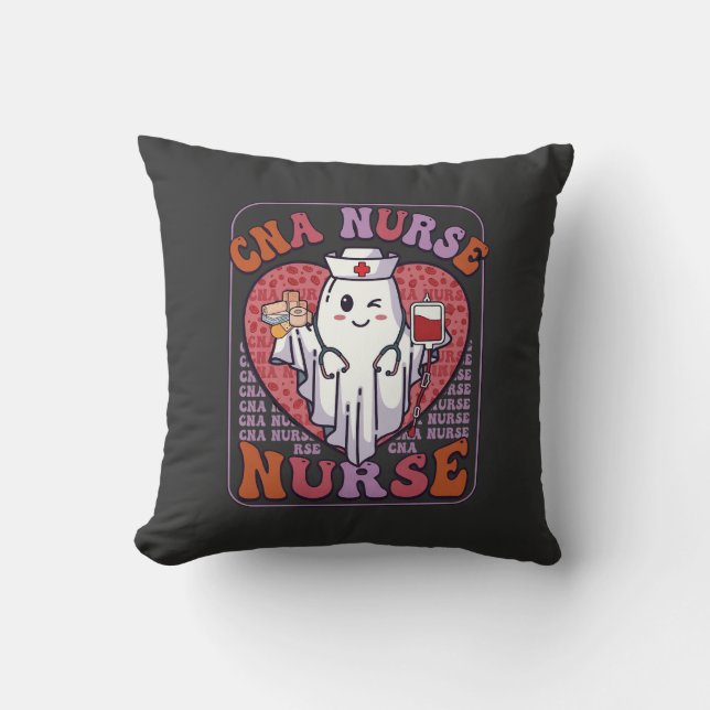 Cna verpleegster Halloween spook stethoscoop bloed Kussen (Voorkant)