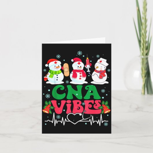 Cna Vibes Nurse Snowman Stethoscope Santa Funny Ch Kaart (Voorkant)