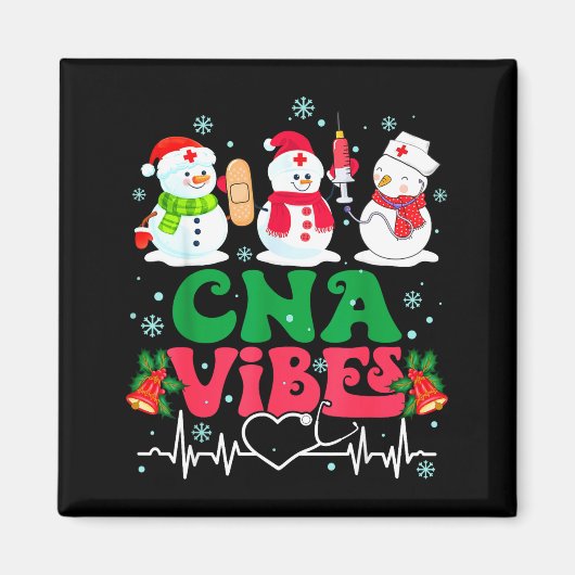 Cna Vibes Nurse Snowman Stethoscope Santa Funny Ch Magneet (Voorkant)