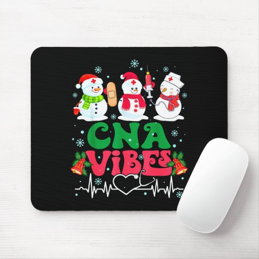 Cna Vibes Nurse Snowman Stethoscope Santa Funny Ch Muismat (Met muis)
