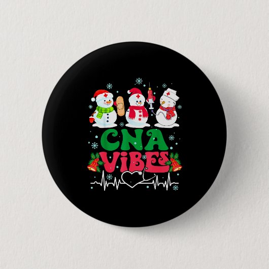Cna Vibes Nurse Snowman Stethoscope Santa Funny Ch Ronde Button 5,7 Cm (Voorkant)