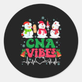 Cna Vibes Nurse Snowman Stethoscope Santa Funny Ch Ronde Sticker (Voorkant)