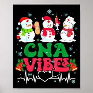 Cna Vibes Verpleegster Sneeuwman Stethoscoop Kerst Poster