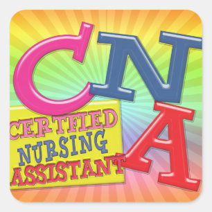 CNA WHIMSICAL LETTERS CERTIFIED NURSING ASSISTANT VIERKANTE STICKER