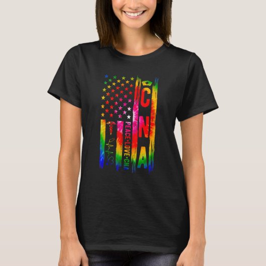 CNA Zuster US Flag Certified Nursing Assistant T-shirt (Voorkant)