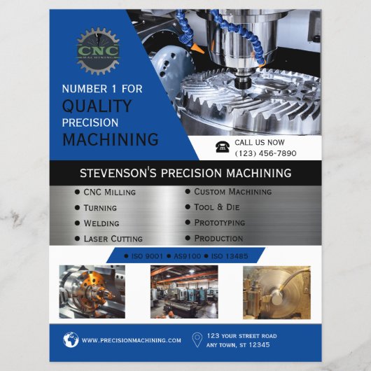 CNC Machining Company Blue Flyer (Voorkant)