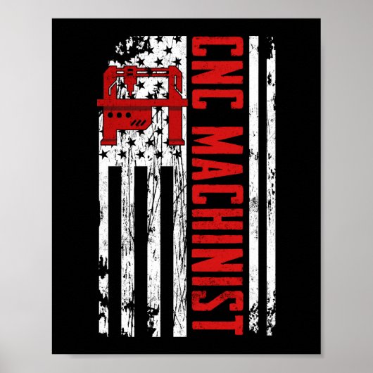 CNC Machinist American Flag Poster (Voorkant)