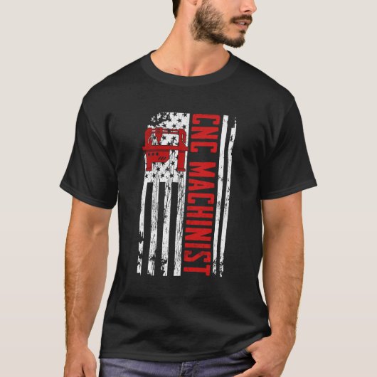 CNC Machinist American Flag T-shirt (Voorkant)