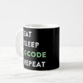 CNC-machinist Eat Sleep G-code Herhalen Koffiemok (Voorkant links)