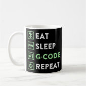CNC-machinist Eat Sleep G-code Herhalen Koffiemok (Links)