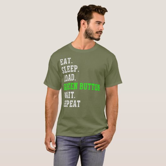 CNC Operator Machinist Funny Green Button T-shirt (Voorkant volledig)