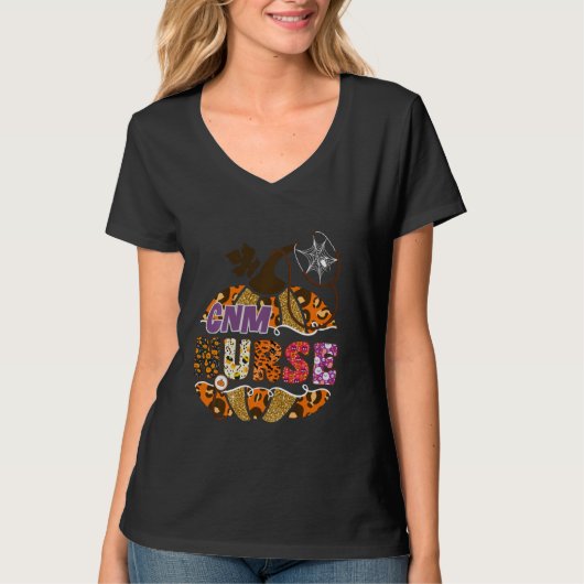 CNM Halloween Pumpkin Leopard Certified Nursing AS T-shirt (Voorkant)